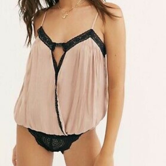 FREE PEOPLE Silky Nude Blousy Surplice Bodysuit - Picture 10 of 10